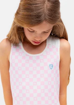 Roupas De Menina-Conguitos Vestido Skater Xadrez Rosa Feminino Para Menina