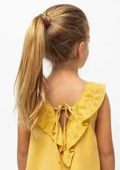 Vestidos-Conguitos Vestido Tencel Mostarda De Menina