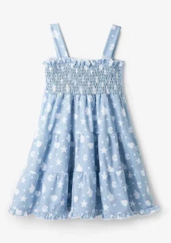 Roupas De Menina-Conguitos Vestido Unicornios Estrelas Coracoes Azul